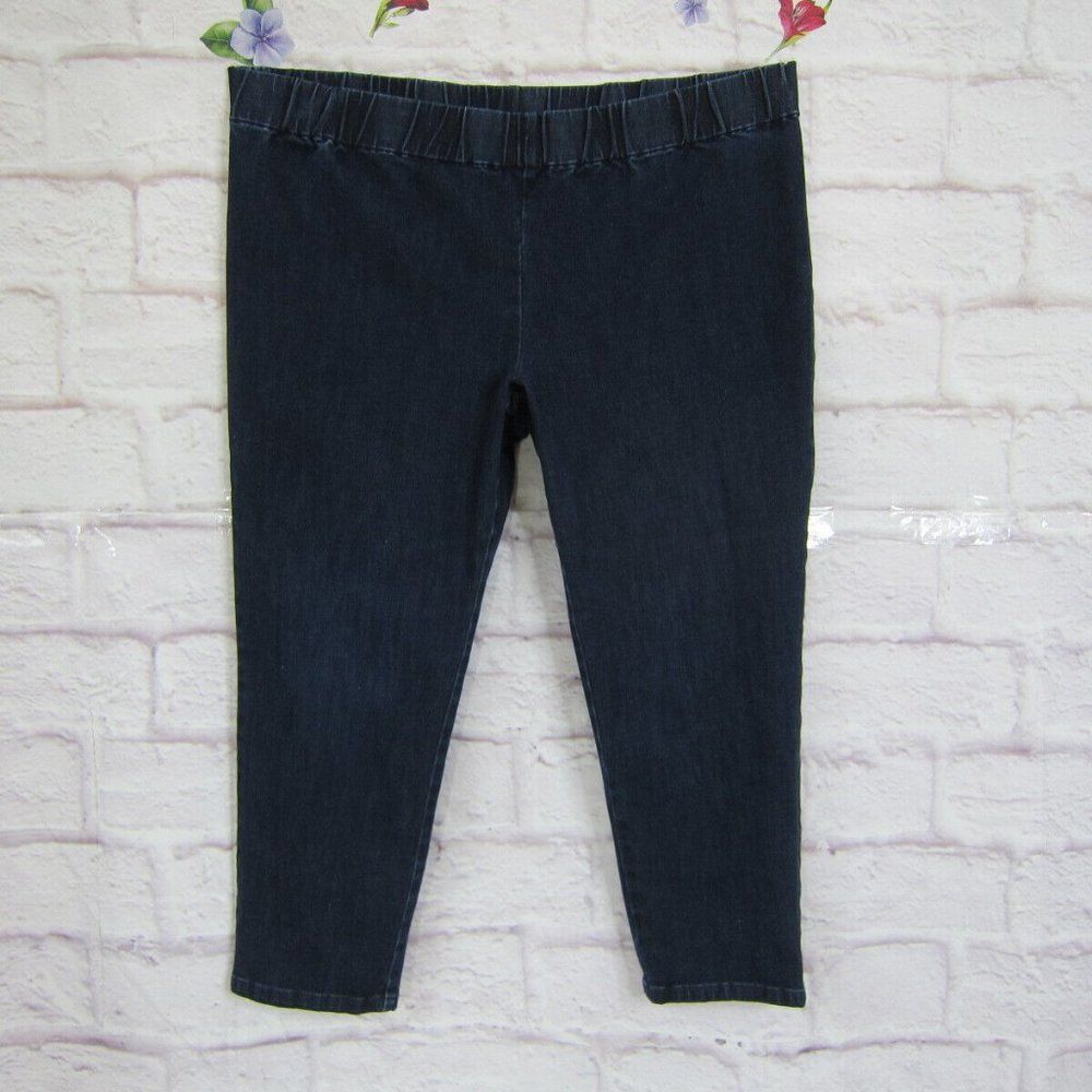Soft Surroundings Womens Plus Size 1X Blue Denim Cropped Jeans Elastic Waist